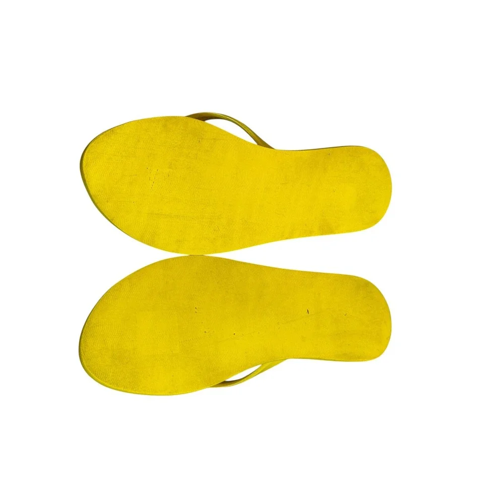 Tory Burch Yellow Quilted Texture Flip Flops Double T Logo Sandals Women Size 9
